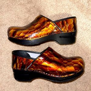 Dansko Brown crocodile clogs